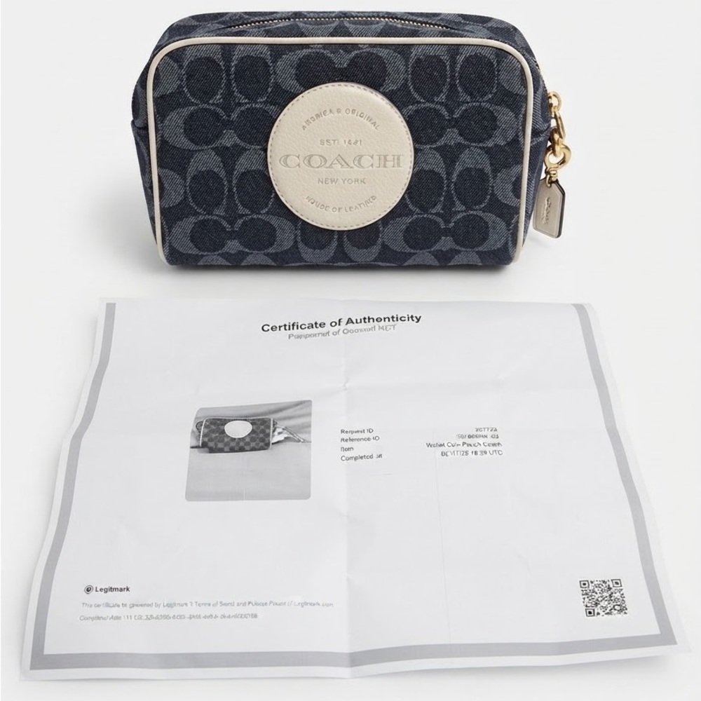 Coach Dempsey Boxy Cosmetic Case 20 in Signature Denim with COA